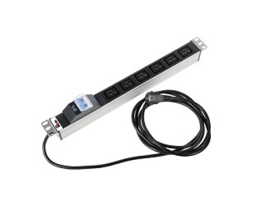 [Аксессуар] REM Блок розеток Rem-16 с авт. 16А, 6 IEC 60320 C19, 16A, алюм., 19