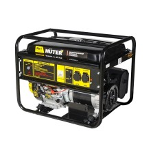 Huter DY6500LX 64/1/15 Электрогенератор {с колёсами и аккум четырехтактный, 5000Вт, 220В/50Гц, 81Дб,принудит охлаждение,бак 22 л,расход бенз 374 г/кВтч,расход масла 6,8, габариты700х535х570 вес 74 кг}