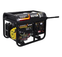 Huter DY6500LXW 64/1/18 Электрогенератор {с колёсами и аккум четырехтактный,5000Вт, 220В/50Гц,81Дб,принудит охлаждение,бак 22 л,расход бенз 374 г/кВтч,расход масла 6,8 г/кВтч,габариты700х535х570 74кг}