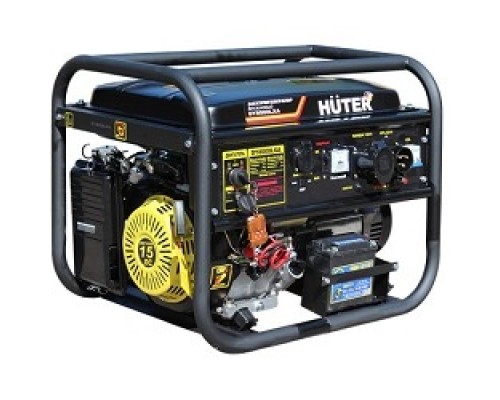 [Huter Генераторы] Huter DY8000LXA 64/1/30 Электрогенератор {электростартер четырехтактный, 1000Вт, 220В/50Гц, 75Дб,принудит охлаждение, бак 4,8л, расход бензина 450 г/кВтч, расход масла 8,8 г/кВтч,460х365х395, 23,5 кг}
