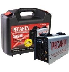 Ресанта САИ 250 65/23 Сварочный аппарат инверторный в кейсе [65/23] {154В-242В, макс.7,7кВт, 10А-250А, ПВ 70%, напр. холостого хода 80В, напр. 29В, макс. диаметр электрода 6,мм, 5 кг}