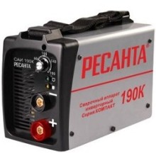 Ресанта САИ 190К 65/36 Сварочный аппарат компакт [65/36] {154В-242В, макс.5,5кВт, 10А-190А, ПВ 70%, напр. холостого хода 80В, напр. 27В, макс. диаметр электрода 5мм, 3,5кг} 4606059018872