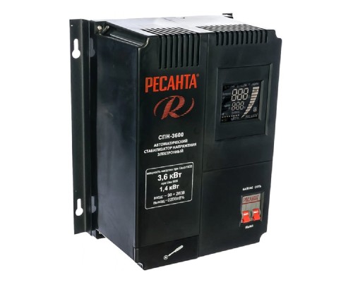 [Ресанта Стабилизаторы напряжения] Ресанта СПН-3600 63/6/25 Стабилизатор {Настенный , 220В±8%, Габариты 260х155х310, Вес 6,5 кг}