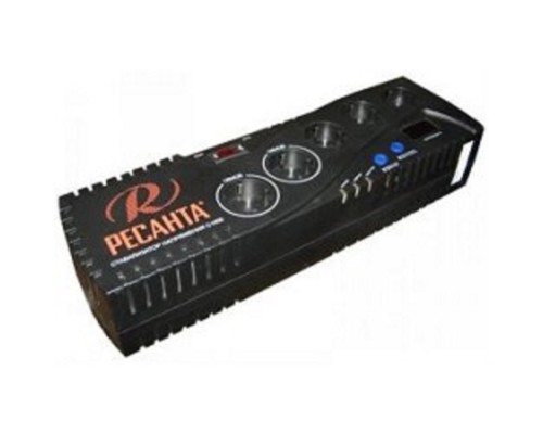 [Ресанта Стабилизаторы напряжения] Ресанта С-1000 63/6/32 Стабилизатор {5 розеток -(3/2), 750 Вт, 220В±8% + защита RJ11, Вес 2,5 кг} [16670]