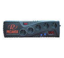 Ресанта С-2000 63/6/34 (16694) Стабилизатор {5 розеток -(3/2), 2000 Вт, 220В±8% + защита RJ11, Вес 4,2 кг}