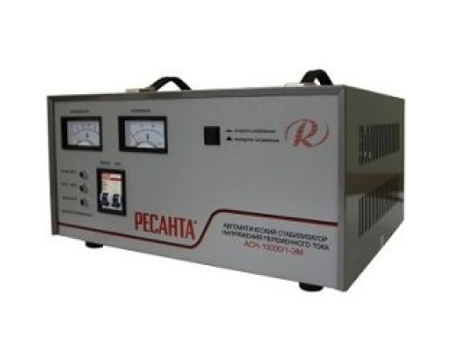 [Ресанта Стабилизаторы напряжения] Ресанта АСН-10 000/1-ЭМ 63/1/8 Стабилизатор {220В±2%, Габариты 400х323х183, Вес 24 кг}