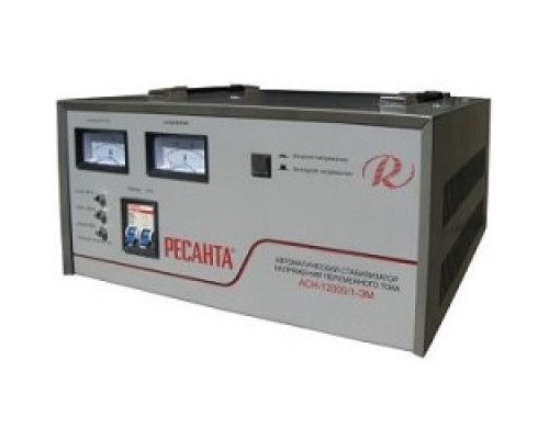 [Ресанта Стабилизаторы напряжения] Ресанта АСН-12 000/1-ЭМ 63/1/17 Стабилизатор {220В±2%, Габариты 400х323х183, Вес 27 кг}