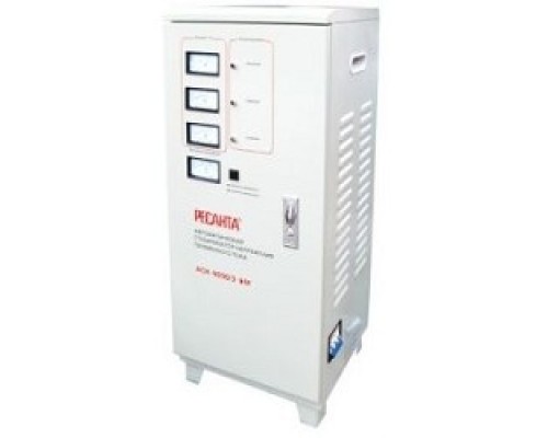 [Ресанта Стабилизаторы напряжения] Ресанта АСН-9 000/3-ЭМ  [63/4/4] Стабилизатор  трехфазный {380В±2%, Габ. 330х330х770, Вес 38 кг, напол}