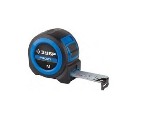 [Рулетки, мерные ленты] Рулетка ЗУБР, сверхширок полотно, особо длинный вылет, нейлон покрытие, упрочненный двухкомп корпус, 8м/27мм [34059-08-27]
