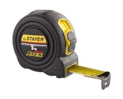 [Рулетки, мерные ленты] STAYER BlackMax 5м / 25мм рулетка в ударостойком полностью обрезиненном корпусе  и двумя фиксаторами [3410-05-25_z02]