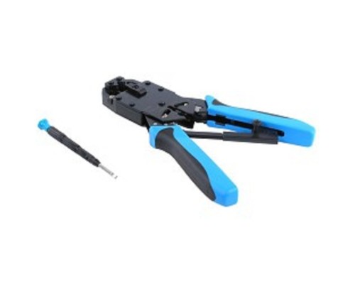 [Монтажный инcтрумен] Hyperline HT-2008AR Инструмент обжимной для RJ-45, RJ-12, RJ-11 (8P8C, 6P6C, 4P4C), профессиональный, с храповым механизмом 