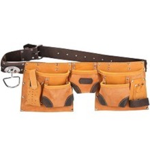 KRAFTOOL Пояс для инструментов, натуральная кожа, 9 карманов [1-38520]