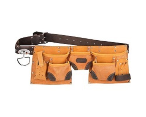 [Ручной инструмент] KRAFTOOL Пояс для инструментов, натуральная кожа, 9 карманов [1-38520]
