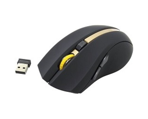 [Мышь] Oklick 495MW черный/золотистый Мышь оптическая (1600dpi) беспроводная USB (6but) [998168]