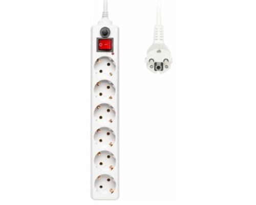 [Сетевые фильтры] BURO Сетевой фильтр, 6 розеток, 1.8 метра, (600SH-1.8-W), белый (коробка) {992246}