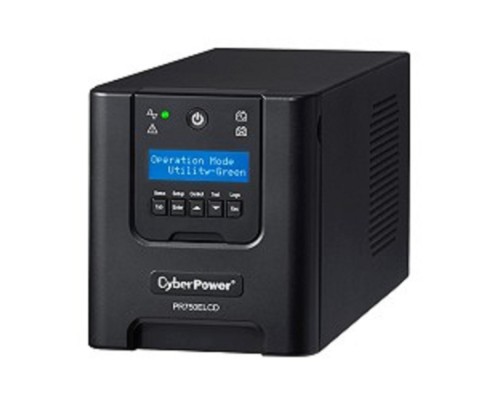[ИБП] ИБП CyberPower PR750ELCD {Line-Interactive, Tower, 750VA/675W USB/RS-232/EPO/SNMPslot (6 IEC С13), 12В/7 Ач х 2}