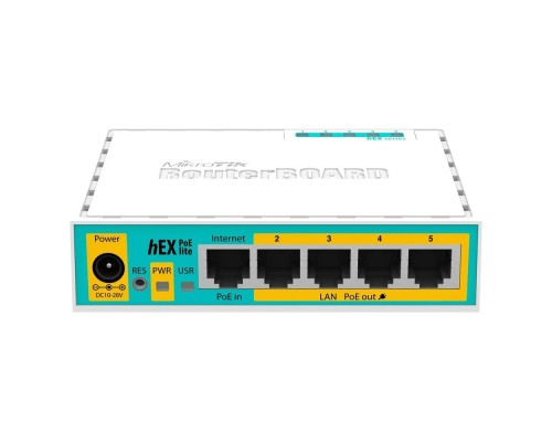 [Сетевое оборудование] MikroTik RB750UPr2 hEX PoE lite Маршрутизатор 5-портовый 100-Мбитный  с поддержкой PoE на 4-х портах 5x Ethernet, раздача PoE, 650 МГц ЦП, 64 МБ 