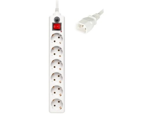[Сетевые фильтры] BURO Сетевой фильтр, 6 розеток, 1.8 метра, (600SH-1.8-UPS-W ), белый (коробка) {992306}