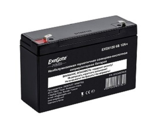 [батареи] Exegate EP234537RUS Аккумуляторная батарея DT 612 (6V 12Ah, клеммы F1)