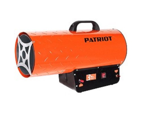 [Тепловые пушки] Калорифер газовый PATRIOT GS 50 [633445024] {Мощн. 50 кВт;Эл.двиг.: 70 Вт - 220 Вольт;  Тип газа: пропан/бутан; Расход: 2,9 кг/час; Вес: 7.5 кг; Редуктор и шланг в комплекте.}