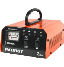 Зарядное устройство PATRIOT BCI-10A [650303410] {Вход.напр. 1ф - 220В ±15%; потреб.мощ 0,4 кВА; напряжен.зарядки 6/12В; ток зарядки макс. 10А; емк.бат. 10-150А/час; вес 1,3 кг.}