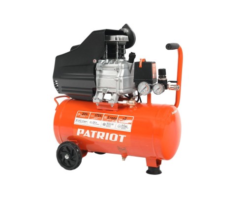 [Компрессоры, Пневматическое оборудование] PATRIOT EURO 24-240 Компрессор [525306365] {Мощн.: 1.5 кВт; Напр.: 230В~50Гц; Об.двиг.: 2850 об/мин; Производит.: 240 л/мин; Об.ресивера: 24 л; Давл.: 8 бар; Вес: 17,4 кг;}