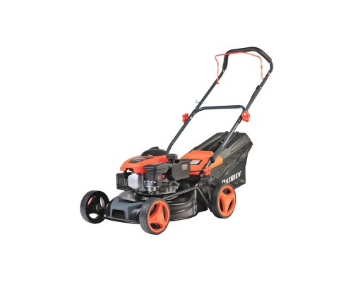 [Газонокосилка] PATRIOT PT 41LM Газонокосилка бензиновая [512109002] {Рабочий объем 123сс, мощность 3.5л.с., раб шир 42см, регул. высоты 30-75мм прорезин. колеса 152-178мм, травосбор.  40л, функц. мульчир.}