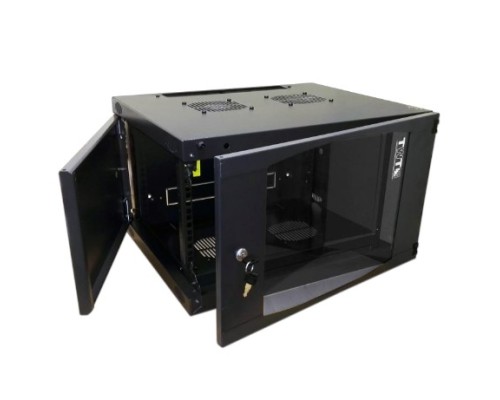 [Монтажный шкаф] Шкаф настенный 19, 6U TWT TWT-CBWNG-6U-6x6-BK 550x600, стеклянная дверь, черный
