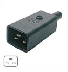 Hyperline CON-IEC320C20 Разъем IEC 60320 C20 220В 16A на кабель, контакты на винтах (плоские выступающие штыревые контакты в пластиковом обрамлении), прямой