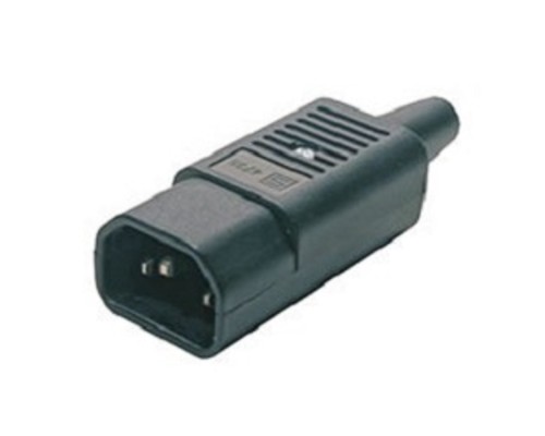 [Монтажное оборудование] Hyperline CON-IEC320C14 Разъем IEC 60320 C14 220В 10A на кабель (плоские выступающие штыревые контакты в пластиковом обрамлении), прямой