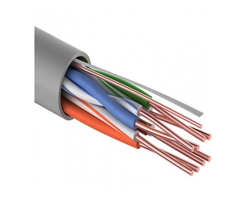 [Неэкранированная витая пара (бухты)] PROconnect (01-0043-3-100) Кабель витая пара омедненный, U/UTP, CCA, CAT 5e, PVC, 4PR, 24AWG, INDOOR, SOLID, серый, 100м