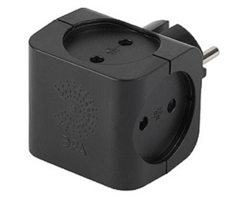 [ЭРА Удлинители бытовые, Сетевые фильтры] ЭРА Б0008207 Разветвитель SP-4-B чёрный 4гн, без заземл
