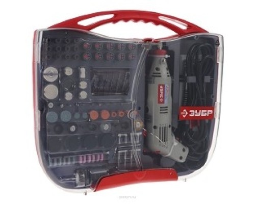 [Шлифовальная машина] ЗУБР Гравер [ЗГ-130ЭК H219] { электрический с набором мини-насадок в кейсе, 219 предметов }