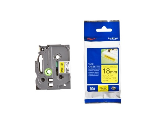[Расходные материалы] Brother TZe-S641 Плёнка повышенной адгезии для наклеек Brother {чёрный шрифт на жёлтой основе, 18мм*8м}