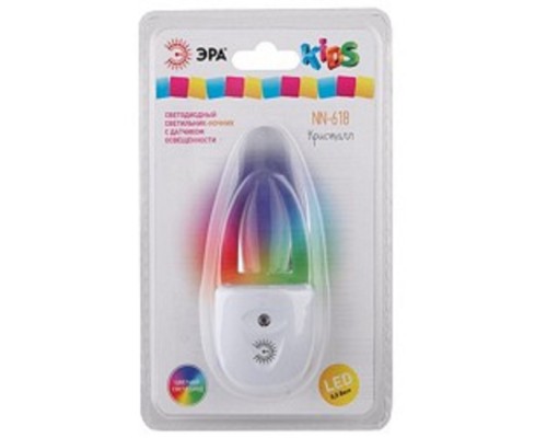 [светильники] ЭРА Б0019102 Ночник - светильник светодиодный NN-618-LS-W в розетку с датчиком освещенности белый