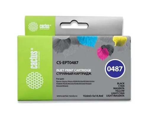 [расходные материалы] CACTUS CS-EPT0487 Картридж струйный цветной R200/R220/R300/R320/R340/RX500/RX600/RX620/RX640 (6 цветов)