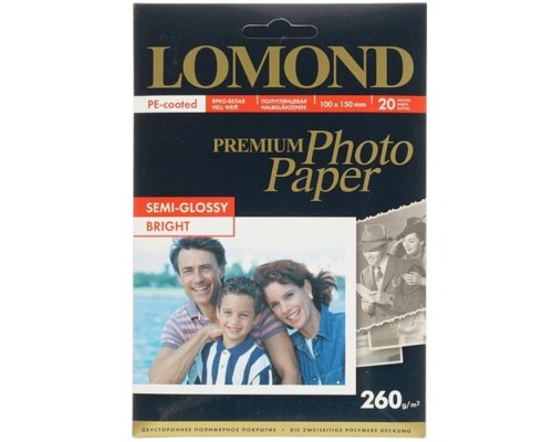 [Бумага] 1103302  LOMOND  Полуглянцевая фотобумага 10x15, 260г/м2, 20 л.
