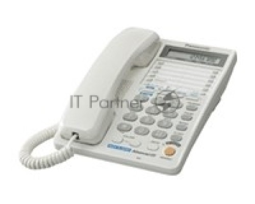 Телефон Panasonic KX-TS2368RUW (белый) {2 линии, конференц-связь, спикер., 30 номеров памяти, ЖКД, Flash, часы }
