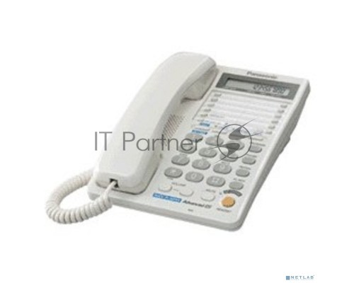 Телефон Panasonic KX-TS2368RUW (белый) {2 линии, конференц-связь, спикер., 30 номеров памяти, ЖКД, Flash, часы }