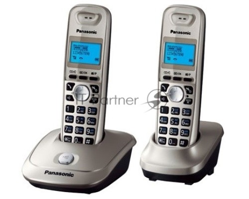 Телефон Panasonic KX-TG2512RUN (платиновый) {Доп трубка в комплекте,АОН, Caller ID,спикерфон на трубке,полифония}