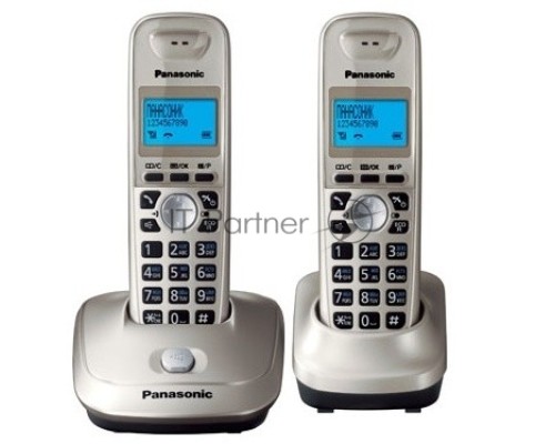 Телефон Panasonic KX-TG2512RUN (платиновый) {Доп трубка в комплекте,АОН, Caller ID,спикерфон на трубке,полифония}