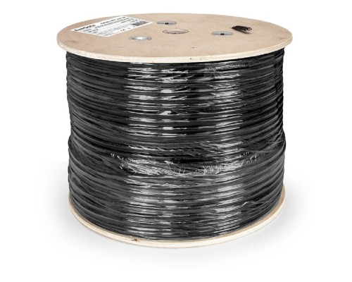 [Кабель] Exegate EX190974RUS Кабель UTP 4 пары кат.5e Exegate 100% медь, 24AWG, для внешней прокладки, с тросом, 305м, черный PE