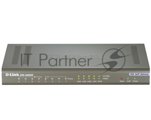 Интернет-телефония D-Link DVG-5008SG/A1A Голосовой шлюз с 8 FXS-портами, 1 WAN-портом 10/100/1000Base-T и 4 LAN-портами 10/1000Base-T