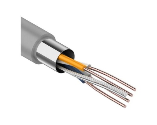 [Экранированная витая пара FTP (бухты)] Rexant (01-0122) Кабель витая пара F/UTP, CAT 5e, PVC, 2PR, 24AWG, INDOOR, SOLID, серый, 305м