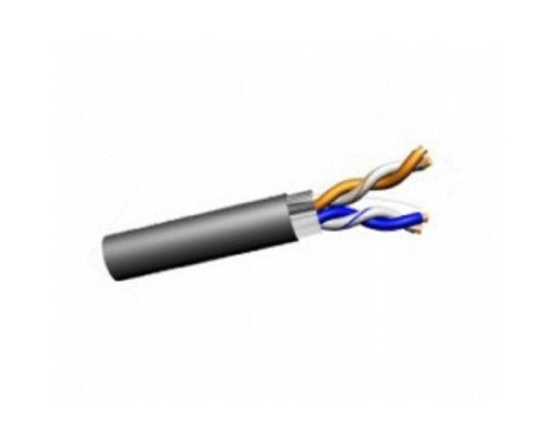 [Экранированная витая пара FTP (бухты)] Rexant (01-0124) Кабель витая пара F/UTP, CAT 5e, PE, 2PR, 24AWG, OUTDOOR, SOLID, черный, 305м