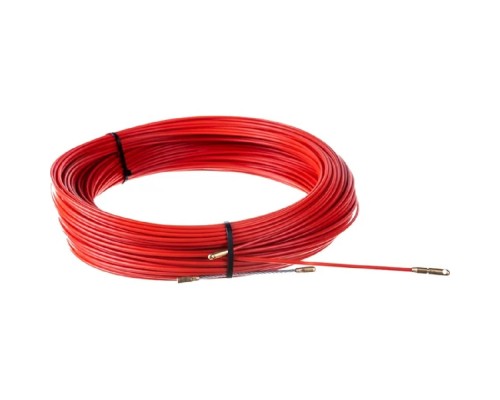 [Протяжки кабельные] Протяжка кабельная (мини УЗК в бухте), стеклопруток, d=3,5мм, 100м КРАСНАЯ (47-1100)