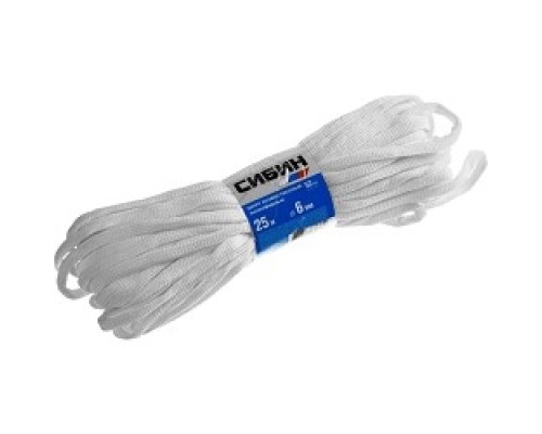 [Шнуры и фалы] СИБИН Шнур хозяйственный , полиэфирный, длина 25 м, диаметр - 6мм [50266]