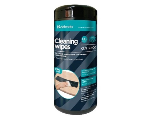 [Чистящие средства ] DEFENDER Влажные чистящие салфетки CLN 30100 Pro в пласт. тубе, 110шт., термобонд