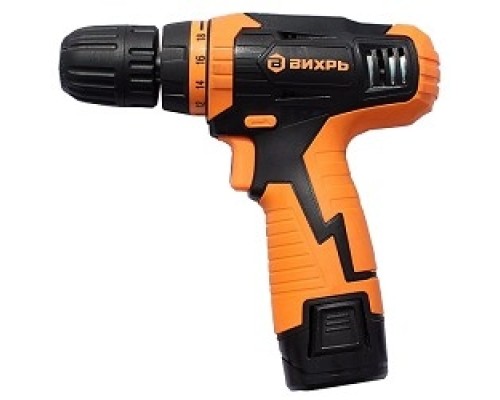 [Дрель, Шуруповерт] ВИХРЬ ДА-12Л-2к Дрель-шуруповерт аккумуляторная [72/14/7] { 12 В,  LI-ION, 1,3 Ач, 20Нм, дерево/металл 16мм/10мм, кейс, 2 акк }