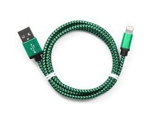 [кабели] Gembird Кабель USB 2.0 Cablexpert CC-ApUSB2gn1m, AM/Lightning 8P, 1м, нейлоновая оплетка, алюминиевые разъемы, зеленый, пакет